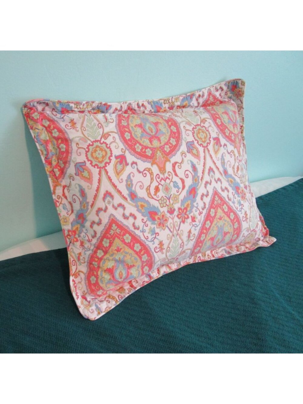 Vintage Lauren Ralph Lauren Cotton Paisley Floral Standard Pillow Sham Multicolo